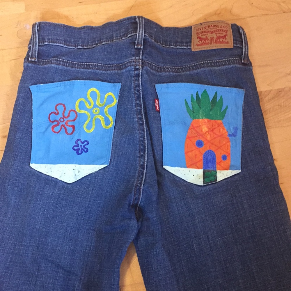 Custom made spongebob jeans